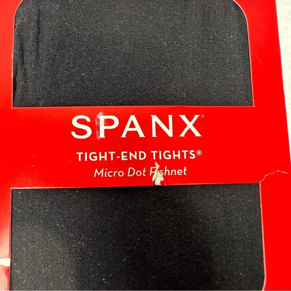 Spanx Tight End Tights Micro Dot Fishnet Tights in Very Black. Sz: C
